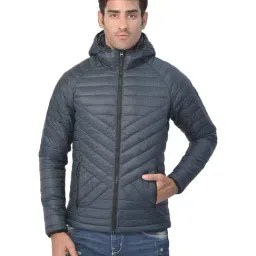 Woodland Dark Blue Nylon Hooded Jacket-picture-41