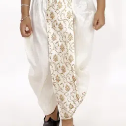 VASTRAMAY Kids White Embroidered Dhoti-image-47