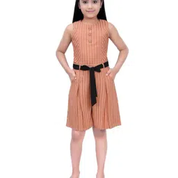 Tiny Girl Peach Striped Jumpsuit-image-12