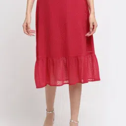 NEUDIS Red Self Design Skirt-image-41
