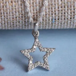 Clara 92.5 Sterling Silver Star Pendant with Chain for Women-image-30