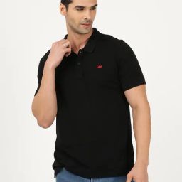 Lee Black Cotton Slim Fit Polo T-Shirt-image-18