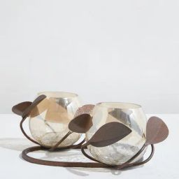 Westside Home Brown Leaf Design Candle Stand-image-79