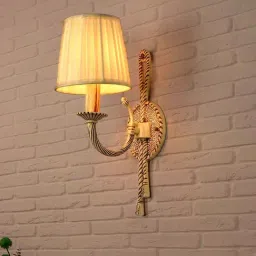FOS LIGHTING White Aluminium Wall Lamp With Pleated Fabric Shade-picture-5
