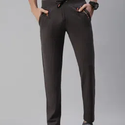 SHOWOFF Grey Cotton Straight Fit Trackpants-picture-12