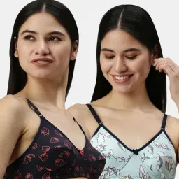 Kryptic Navy & Aqua Printed Full Coverage Everyday Bra - Pack of 2-image-27
