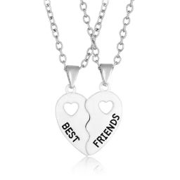 Peora Silver Plated Heart Shape Best Friends Pendant Chain for Men & Women image 2