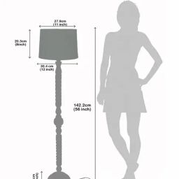 Homesake Rustic Walnut Wood Floor Lamp Fabric Shade with Twisted Ropes & Accents image 4