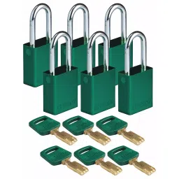 BRADY Lockout Padlock with 6 Keys Aluminum Green, 55JY43 (Set of 6 Pcs)-image-112