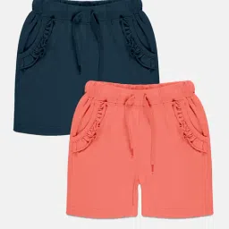 Kiddopanti Kids Navy & Peach Solid Shorts (Pack Of 2)-image-49