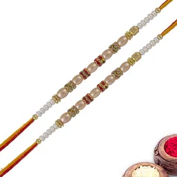 MEIRA JEWELLERY 4-Pcs Rakhi With Roli Chawal & Greeting Card-20