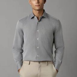 Luxure By Louis Philippe Grey Cotton Regular Fit Printed Shirt-image-81