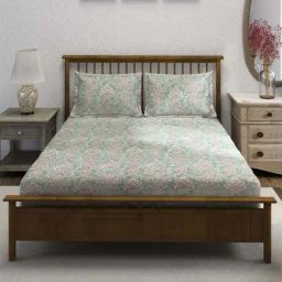 Swayam Ananda Pink Cotton 210 TC 120 GSM King Size Bedsheet With 2 Pillow Covers-image-12