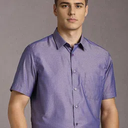 Louis Philippe Men Textured Spread Collar Pure Cotton Formal Shirt-picture-37