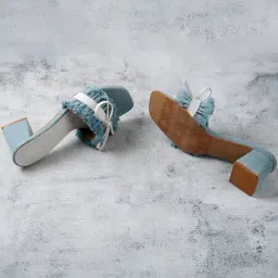 Mochi Women's Light Blue Slide Sandals-image-90