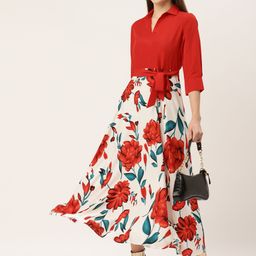 Mast & Harbour Floral Printed Crepe Fit and Flare Maxi Dress-picture-52