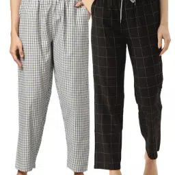 Kryptic Blue & Black Cotton Checks Lounge Pants (Pack Of 2)-image-97