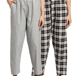 Kryptic Blue & Black Cotton Checks Lounge Pants (Pack Of 2)-image-50