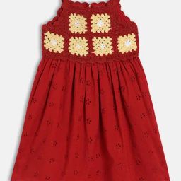 Miniklub Girls Rose Regular Fit Crochet Casual Dress-image-42