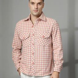 Chkokko Pink Relaxed Fit Checked Shackets-image-12