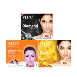 VLCC Diamond Facial Kit with Papaya Fruit Facial Kit & Gold Facial Kit Combo-image-29
