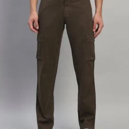 Cantabil Green Regular Fit Solid Cargos-image-63