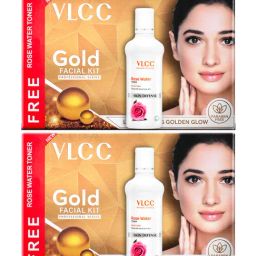 VLCC Gold Facial Kit with Free Rose Water Toner - Pack of 2-20