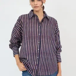 FEMMELLA Navy Blue Cotton Printed Shirt-picture-7