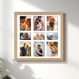 Art Street Beige Engineered Wood 9 Oppenings Wall Mounting Collage Photoframe-picture-0
