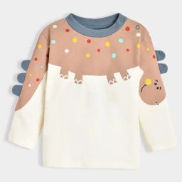 MiArcus Kids White & Brown Printed Full Sleeves T-Shirt-85