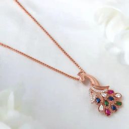 Zavya Peacock Rose Gold Plated 925 Sterling Silver Pendant-image-93