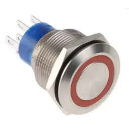 RS PRO Illuminated Push Button Switch Momentary 22.2 mm DPDT Red LED 250 V AC, 1759680-10