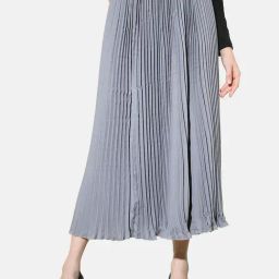 BUYNEWTREND Grey A-Line Skirt-image-97