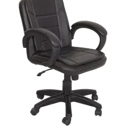Caddy Low Back Revolving office and Home Chair Black PU Leatherette CD168-image-80