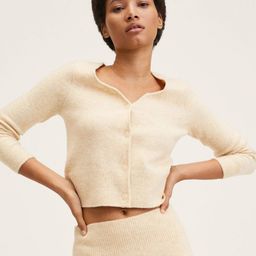 MANGO Women Cream-Coloured Crop Cardigan-image-55