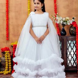 Aarika Girls White Embellished Party Gown-image-29