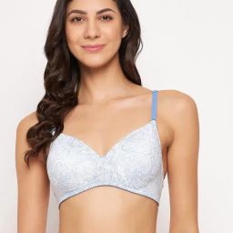 Clovia Blue Printed T-Shirt Bra-image-65
