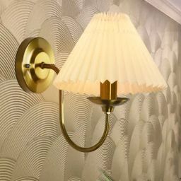 Homesake Brass Finish Metal Antique Wall Sconces Pleated Lamp-image-84