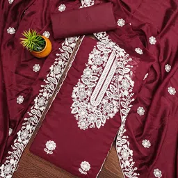 LeeliPeeri Designer Flroal Embroidered Unstitched Dress Material-image-89