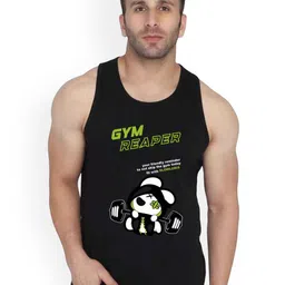 MINISTRY OF FRIENDS Printed Combed Cotton Gym Vest MF26 GYM BLACK-picture-2