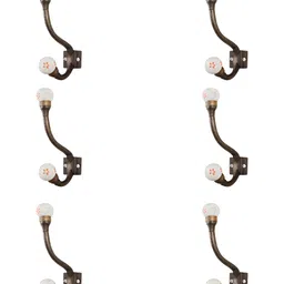 IndianShelf Black & White 6 Pieces Floral Printed Ceramic Wall Hooks-8