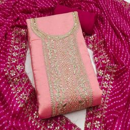 SHIJILA Floral Embroidered Zari Unstitched Dress Material-image-36