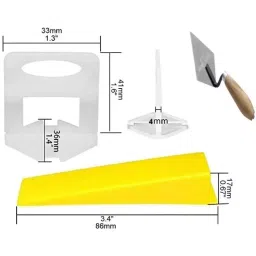 FLAMINGO ENTERPRISE Tile Leveling System Kit with Lever Tool 360° Readability Non-Magnetic White & Yellow 5 cm Length 4 mm Thickness (Pack of 1 Kit) image 3