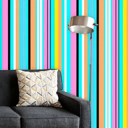 ArtzFolio Printed UV-Resistant Anti-Bacterial Retro Colorful Stripes Peel & Stick Wallpaper-image-82