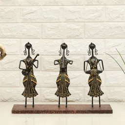 vedas Mystical Indian Black & Yellow Printed F-Eiko Musician Dolls MDF Showpiece-image-57