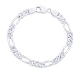 Taraash 92.5 Sterling Silver Figaro Chain Bracelet-image-58