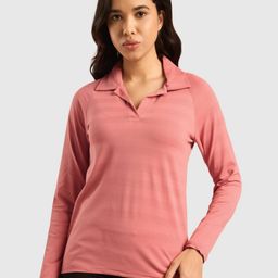 Musclemind Women Self Design Polo CollarT-shirt-50