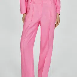 MANGO Pure Linen Pleated Formal Trousers-image-96