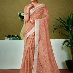 all about you Ethnic Motifs Zari Pure Linen Ready to Wear Saree-image-49
