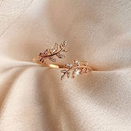 VIEN Rose Gold-Plated CZ-Studded Adjustable Ring-14